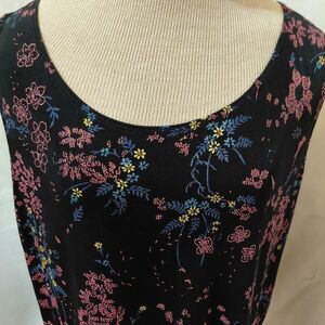 Picadilly Fashions Top Womens X-Large Black Glitter Embellished Floral Stretch